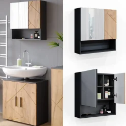 Badspiegelschrank Irma Goldkraft Eiche/Anthrazit 54 x 55 cm Vicco