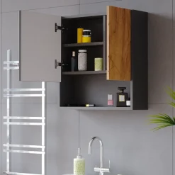 Badspiegelschrank Irma Goldkraft Eiche/Anthrazit 54 x 55 cm Vicco