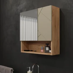 Badspiegelschrank Irma Goldkraft Eiche 54 x 55 cm Vicco