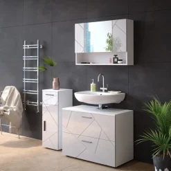 Badspiegelschrank Irma Weiß Hochglanz 80.1 x 55 cm Vicco