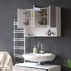 Badspiegelschrank Irma Weiß Hochglanz 80.1 x 55 cm Vicco