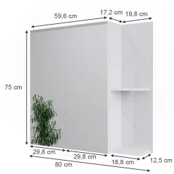 Badspiegelschrank Irma Weiß/Weiß Hochglanz 80 x 75 cm Vicco