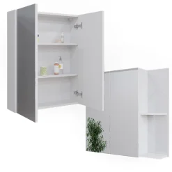 Badspiegelschrank Irma Weiß/Weiß Hochglanz 80 x 75 cm Vicco