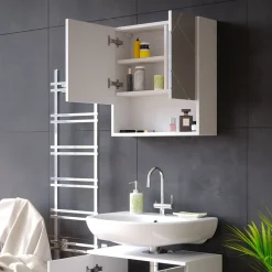 Badspiegelschrank Irma Weiß Hochglanz 54 x 55 cm Vicco