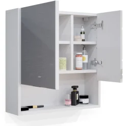 Badspiegelschrank Irma Weiß Hochglanz 54 x 55 cm Vicco