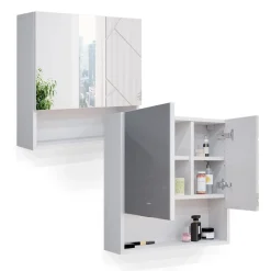 Badspiegelschrank Irma Weiß Hochglanz 54 x 55 cm Vicco