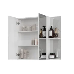 Badspiegelschrank Irma Weiß/Weiß Hochglanz 100 x 75 cm mit 2 Türen Vicco