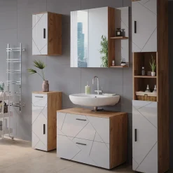 Badspiegelschrank Irma Weiß Hochglanz 80 x 75 cm Vicco