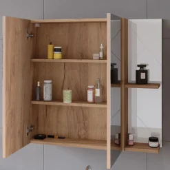 Badspiegelschrank Irma Weiß Hochglanz 80 x 75 cm Vicco