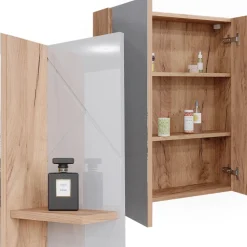 Badspiegelschrank Irma Weiß Hochglanz 80 x 75 cm Vicco