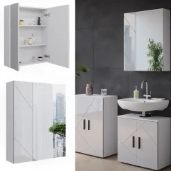 Badspiegelschrank Irma Weiß/Weiß Hochglanz 60 x 75 cm Vicco