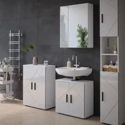 Badspiegelschrank Irma Weiß/Weiß Hochglanz 60 x 75 cm Vicco