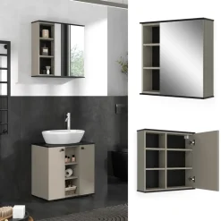 Badspiegelschrank Joli Greige 60 x 60 cm mit Spiegel Vicco