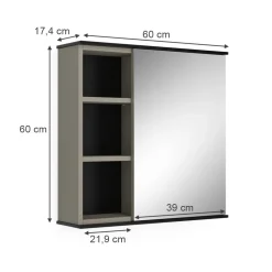 Badspiegelschrank Joli Greige 60 x 60 cm mit Spiegel Vicco