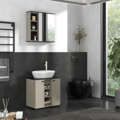 Badspiegelschrank Joli Greige 60 x 60 cm mit Spiegel Vicco