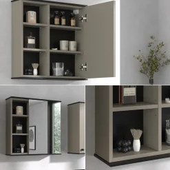 Badspiegelschrank Joli Greige 60 x 60 cm mit Spiegel Vicco