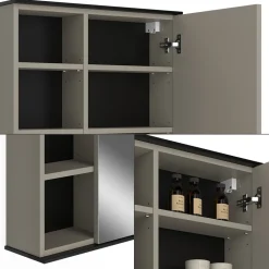 Badspiegelschrank Joli Greige 60 x 60 cm mit Spiegel Vicco