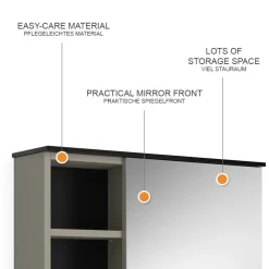 Badspiegelschrank Joli Greige 60 x 60 cm mit Spiegel Vicco