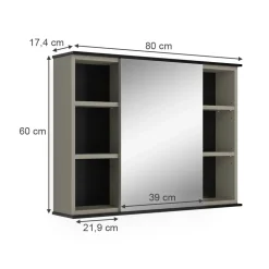 Badspiegelschrank Joli Greige 80 x 60 cm mit Spiegel Vicco