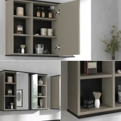 Badspiegelschrank Joli Greige 80 x 60 cm mit Spiegel Vicco