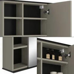 Badspiegelschrank Joli Greige 80 x 60 cm mit Spiegel Vicco