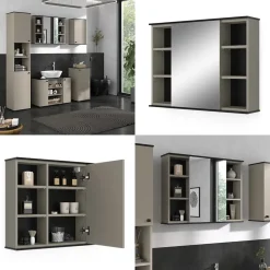 Badspiegelschrank Joli Greige 80 x 60 cm mit Spiegel Vicco