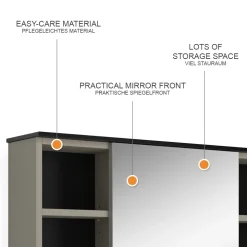 Badspiegelschrank Joli Greige 80 x 60 cm mit Spiegel Vicco