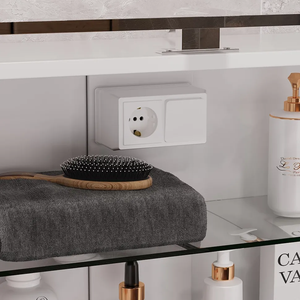 Badspiegelschrank Lavio Weiß 70 x 60 cm mit LED-Beleuchtung Vicco