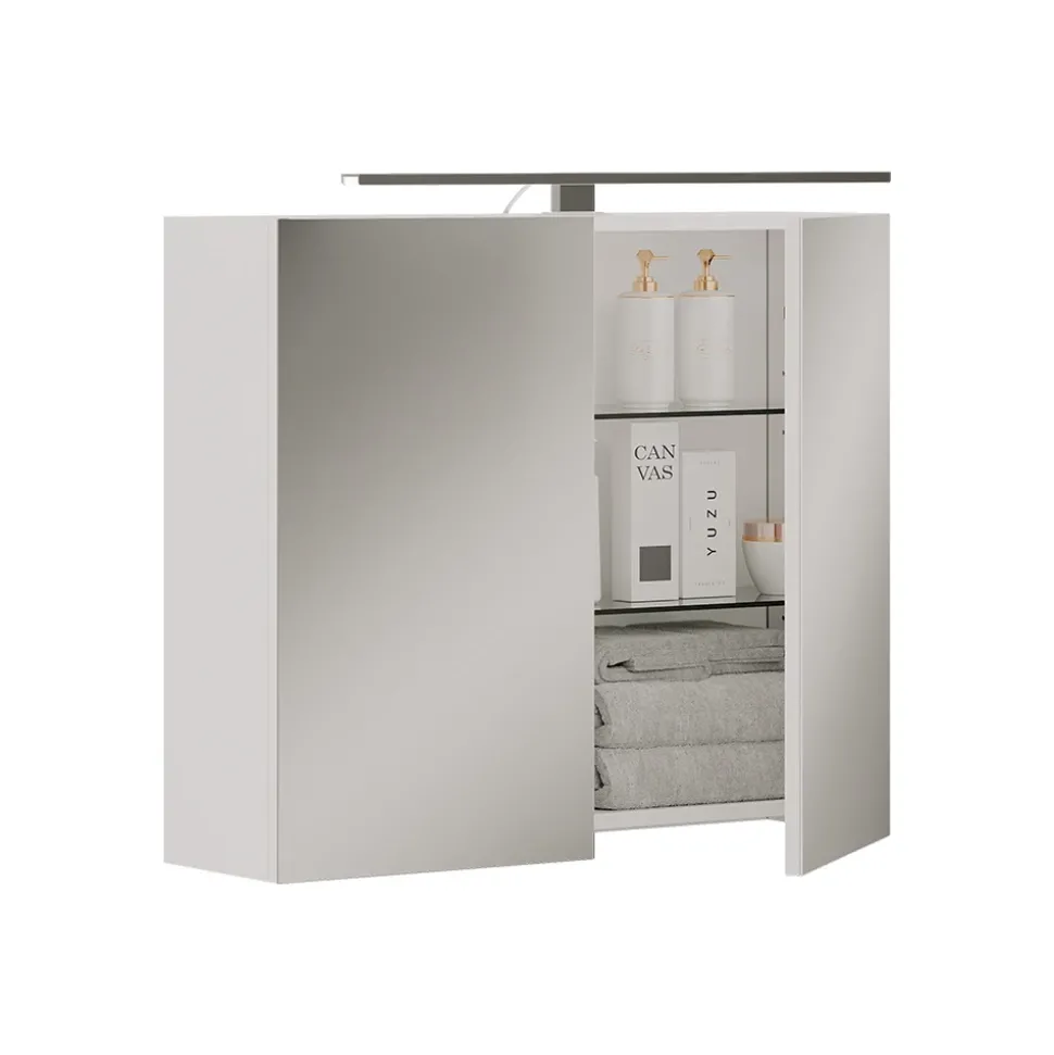 Badspiegelschrank Lavio Weiß 70 x 60 cm mit LED-Beleuchtung Vicco