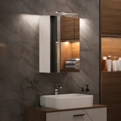 Badspiegelschrank Lavio Weiß 40 x 60 cm mit LED-Beleuchtung Vicco