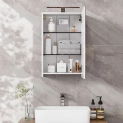 Badspiegelschrank Lavio Weiß 40 x 60 cm mit LED-Beleuchtung Vicco