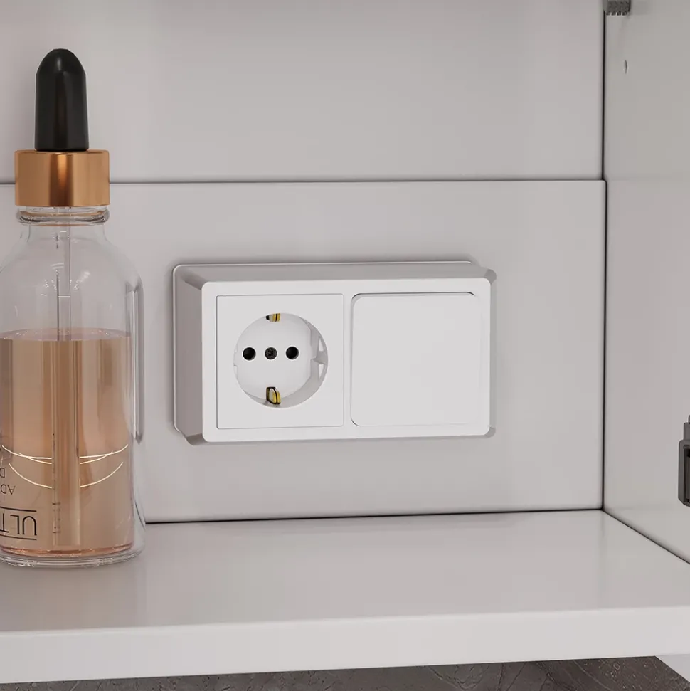 Badspiegelschrank Lavio Weiß 90 x 60 cm mit LED-Beleuchtung Vicco