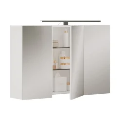 Badspiegelschrank Lavio Weiß 90 x 60 cm mit LED-Beleuchtung Vicco