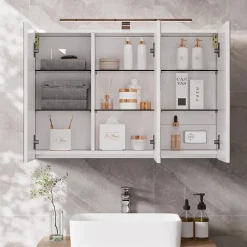 Badspiegelschrank Lavio Weiß 90 x 60 cm mit LED-Beleuchtung Vicco