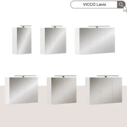 Badspiegelschrank Lavio Weiß 90 x 60 cm mit LED-Beleuchtung Vicco