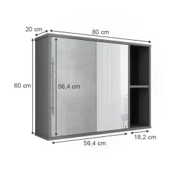 Badspiegelschrank Leano Anthrazit/Bergeiche 80 x 60 cm Vicco