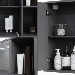 Badspiegelschrank Leano Anthrazit/Bergeiche 80 x 60 cm Vicco