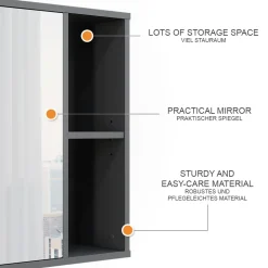 Badspiegelschrank Leano Anthrazit/Bergeiche 80 x 60 cm Vicco