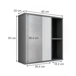 Badspiegelschrank Leano Anthrazit/Bergeiche 60 x 60 cm Vicco