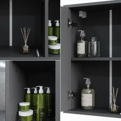 Badspiegelschrank Leano Anthrazit/Bergeiche 60 x 60 cm Vicco