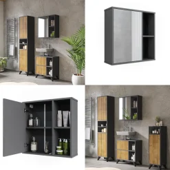 Badspiegelschrank Leano Anthrazit/Bergeiche 60 x 60 cm Vicco