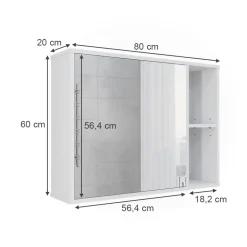 Badspiegelschrank Leano Weiß 80 x 60 cm Vicco