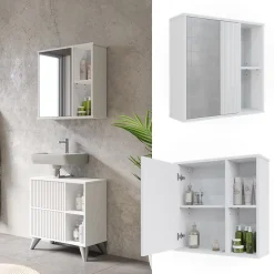 Badspiegelschrank Leano Weiß 60 x 60 cm Vicco