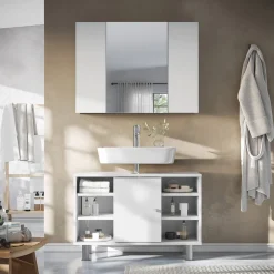 Badspiegelschrank Leopold Weiß 80 x 59.2 cm mit Regalen Vicco