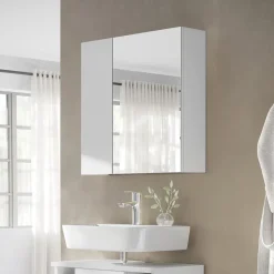 Badspiegelschrank Leopold Weiß 60 x 59.2 cm Mit Regalböden und 1 Spiegeltür Vicco