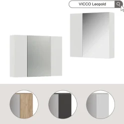Badspiegelschrank Leopold Weiß 60 x 59.2 cm Mit Regalböden und 1 Spiegeltür Vicco