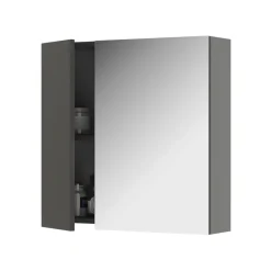 Badspiegelschrank Leopold Anthrazit 60 x 59.2 cm Mit Regalböden und 1 Spiegeltür Vicco