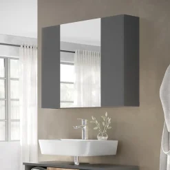 Badspiegelschrank Leopold Anthrazit 80 x 59.2 cm mit Regalen Vicco