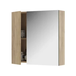 Badspiegelschrank Leopold Goldkraft Eiche 60 x 59.2 cm Mit Regalböden und 1 Spiegeltür Vicco