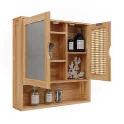 Badspiegelschrank Liora Bambus 56 x 58 cm mit Spiegel Vicco